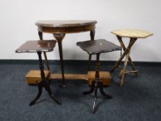 A pair of mahogany pedestal wine tables, hall table,