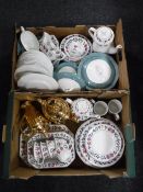 Two boxes of Adams Old Colonial tea china, Wedgwood dinner ware,