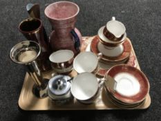 A tray of twenty one piece Royal Standard tea service, Newhall pottery lustre vase,