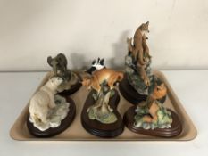 A tray of six Border Fine Arts figures; Endangered Species Polar Bear and Cub,