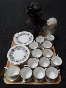 A tray of thirty eight pieces of Paragon tea china together with two contemporary busts