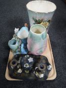 A tray of early twentieth century Bretley four piece china trinket set, Beswick vase,