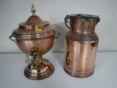 A copper and brass samovar,