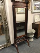 A reproduction mahogany cheval mirror, width 72 cm.