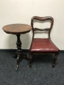 A pair of Victorian rosewood dining chairs and Georgian pedestal occasional table