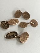 Two pairs of 9ct gold cuff links