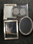 Two silver photograph frames together with four plated photograph frames