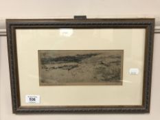 George Horton : Sluice sands, Northumberland, pen and ink, signed, framed.