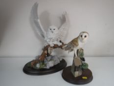 Two Country Artists figures, Border Fine Arts Barn Owl and White Splendor,