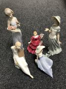 A Royal Doulton figure - Pretty Lady's Jennifer together with four Nao figures