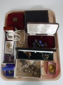 A tray of collection of costume jewellery,