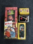 Three boxed Pelham puppets - Great Uncle Bulgaria, Poodle and Suppy,