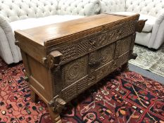 A Eastern hardwood shutter cabinet, width 116 cm.
