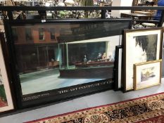 Two Edward Hopper prints - night hawks and Cape Cod evening,