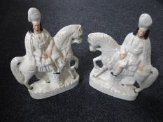 A pair of Staffordshire flat backed figures - Gentleman on horseback