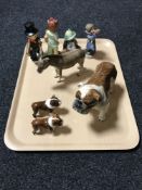 A pair of Beswick Bosun bulldogs together with Donkey,