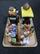 A tray of three Ringtons novelty teapots,