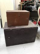 Two antique pine boxes