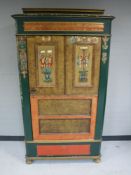 A hand painted cupboard fitted a drawer CONDITION REPORT: 177cm high by 97cm wide