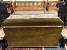 A late Victorian mahogany framed and upholstered blanket box,