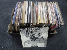 A box of LP's including The Beatles,