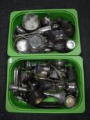 Two boxes of twentieth century plated wares, goblets, sauce boats, milk jug,