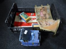 A tray of vintage Monopoly with metal figures, china Thomas the Tank Engine,