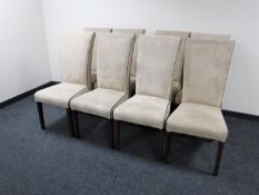 A set of eight contemporary high backed dining chairs