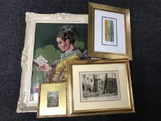 A framed needlework panel,