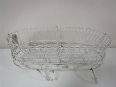 A French white painted metal hanging herb rack