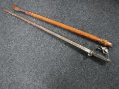 A George V 1821 pattern Artillery officer's sword in leather scabbard by Hawksworth of Sheffield