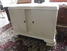 A painted oak double door low sideboard