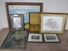 A collection of pictures and prints,