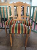 Three blonde oak dining chairs