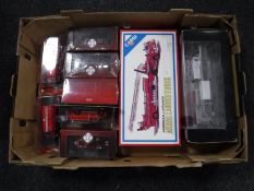 A box of fire engines to include Corgi E-One etc