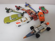 Corgi Wizzwheels 392 Bertone Buggy, 169 Swedish Dragster, 161 Commuter Dragster, 389 Bond Bug,