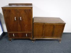 A walnut linen chest together with an oak blanket box