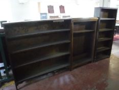Three sets of open shelves