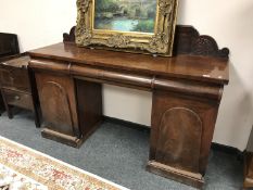 A Victorian mahogany pedestal sideboard, width 168 cm.
