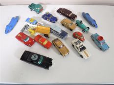 A box of play worn Corgi and Dinky die cast models