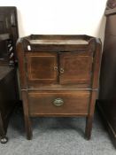 A Georgian inlaid mahogany step commode, width 48 cm.