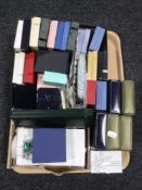 A tray of a quantity of costume and sterling silver jewellery