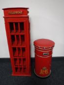 Two CD storage cabinets in the form of a British Red Telephone box and a Royal Mail box