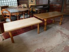 Two oak coffee tables