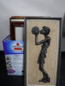 A box of Robert Olley wall plaque together with ten other framed pictures