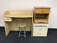 A beech dressing table and stool,