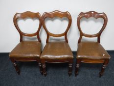 Three Victorian mahogany dining chairs