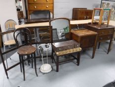 Inlaid mahogany two drawer chest with matching pot cupboard,