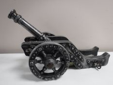 A metal ornamental canon
