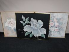 Three large framed Lee Reynolds oil on canvas still lifes